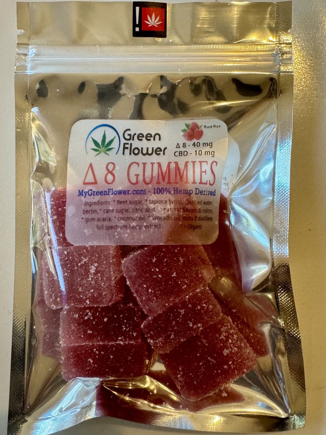 50 mg - Red Razz - Delta 8 Full Spectrum Gummies, Variation: Single