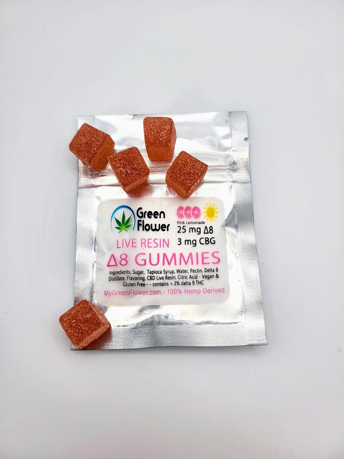 25 mg - Pink Lemonade - Delta 8 Live Resin Gummies with CBG, Variation: 5 Pack