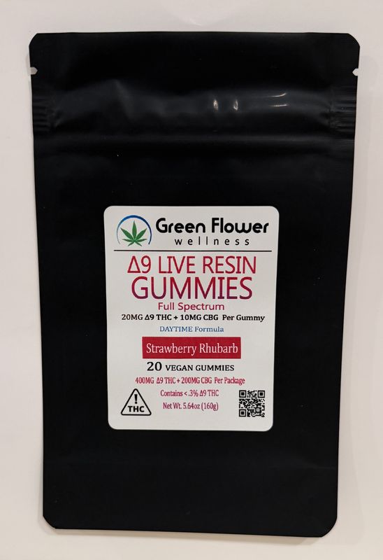 20 mg - Strawberry Rhubarb - Delta 9 Live Resin Gummies with CBG