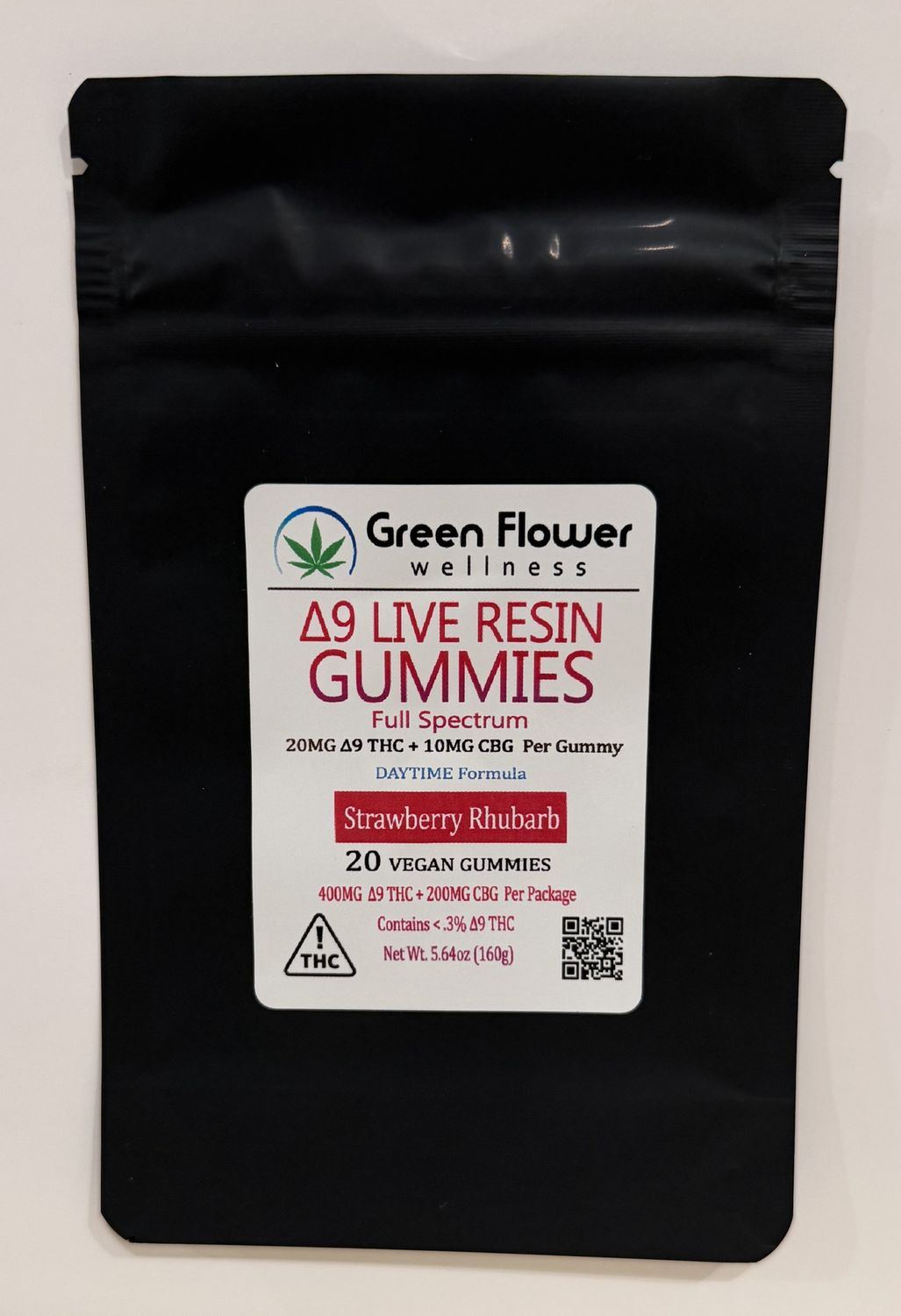 20 mg - Strawberry Rhubarb - Delta 9 Live Resin Gummies with CBG, Variation: Single