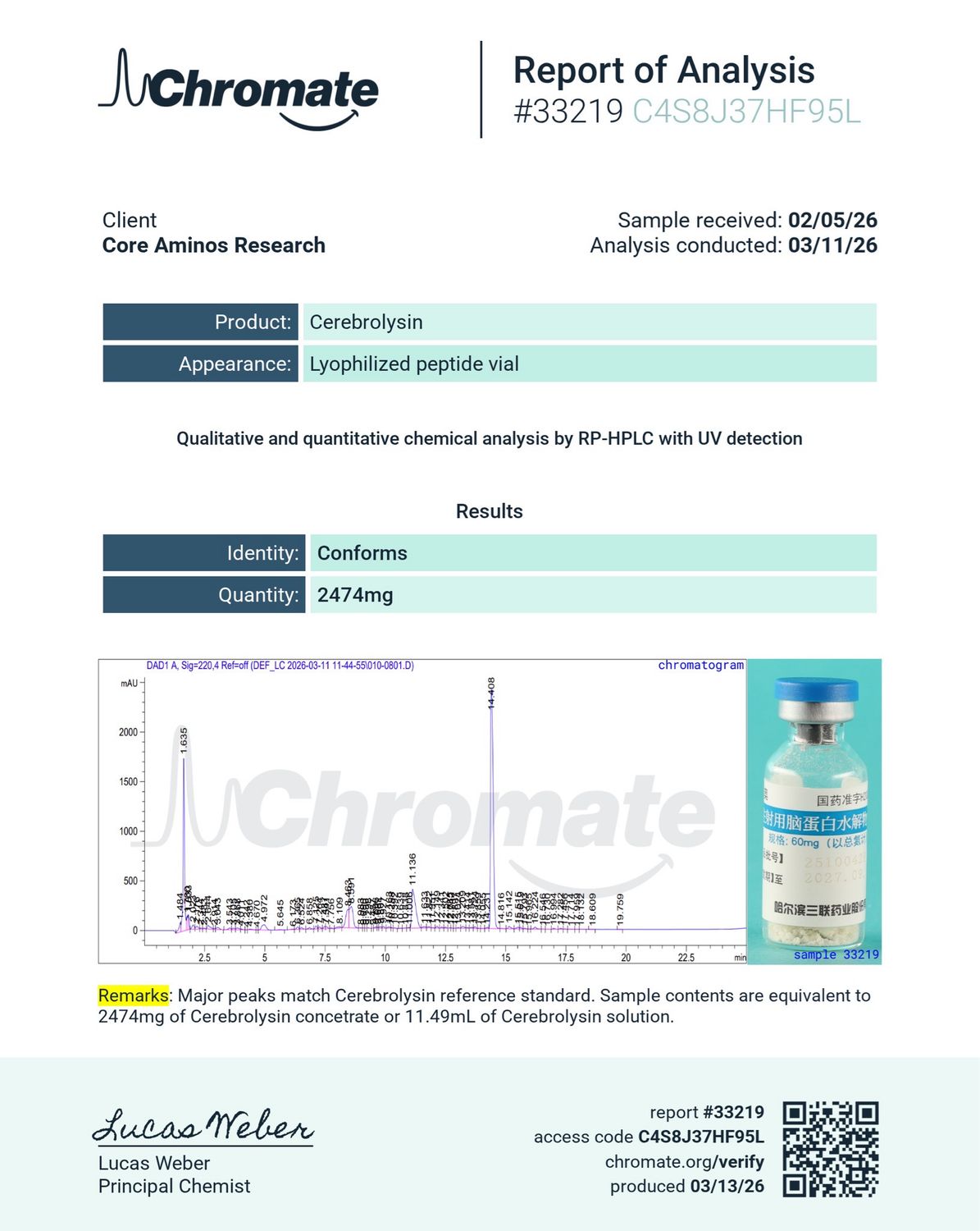 Cerebrolysin 2474 mg/ml