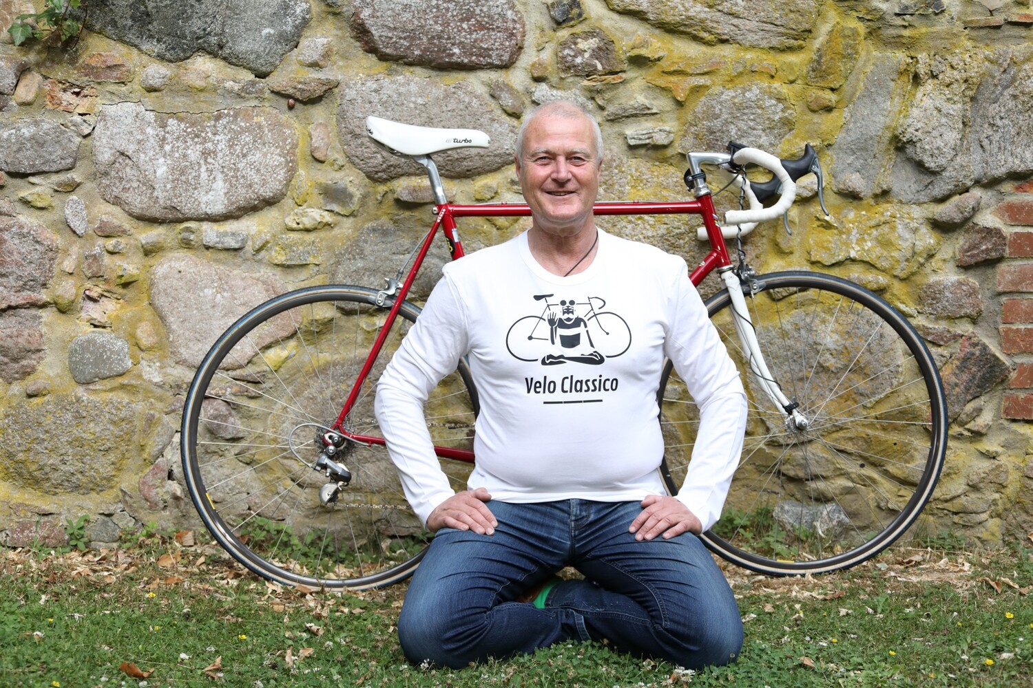 Langarmshirt Herren "Velo Classico" -weiß oder schwarz