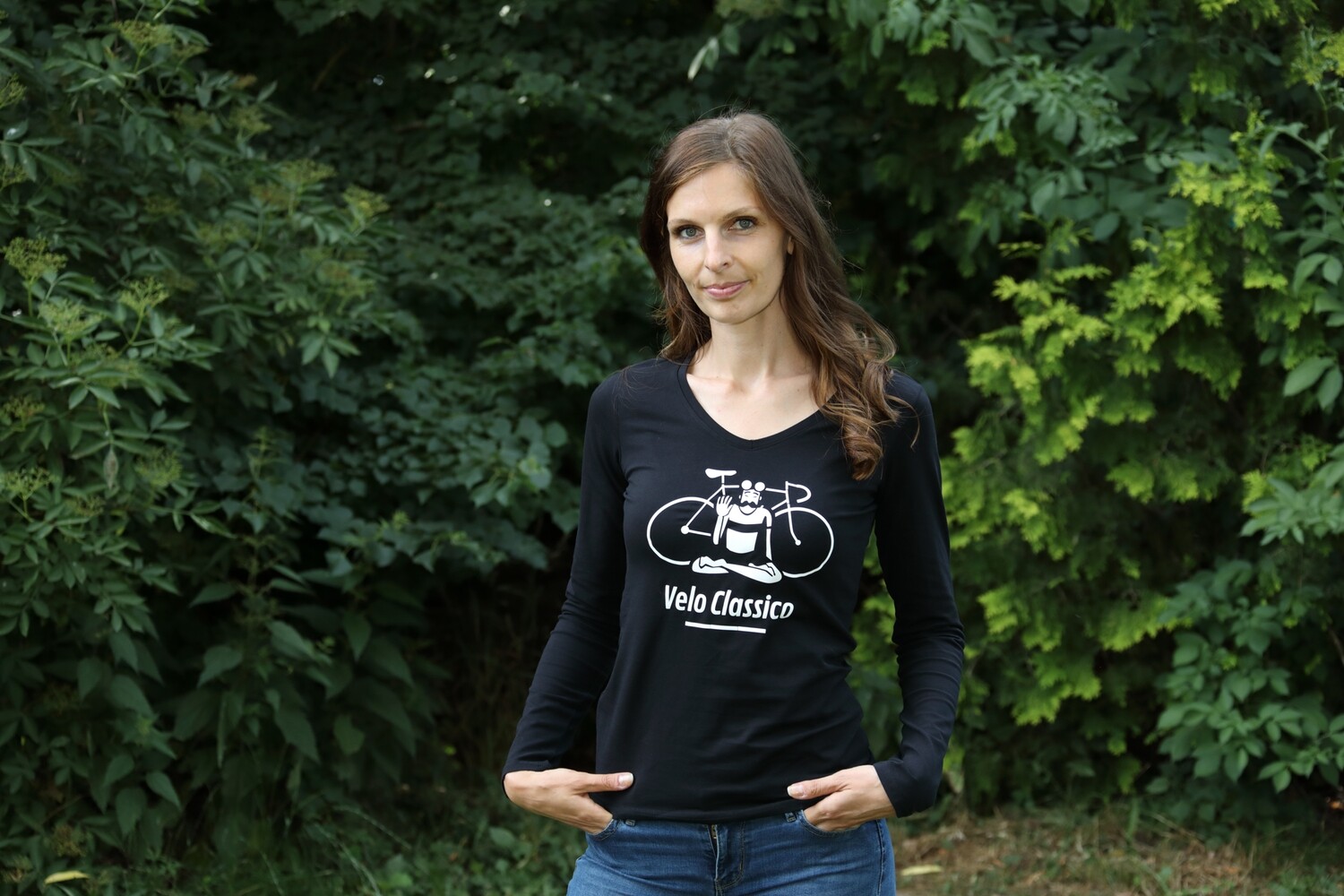 Langarmshirt Damen "Velo Classico" -weiß oder schwarz