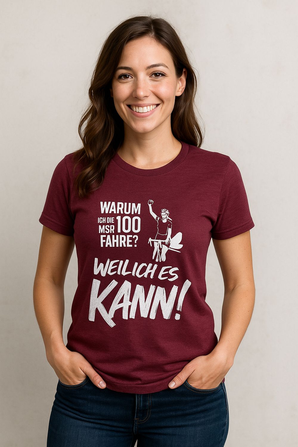 T-SHIRT - weinrot - Warum ich die 100... - Damen