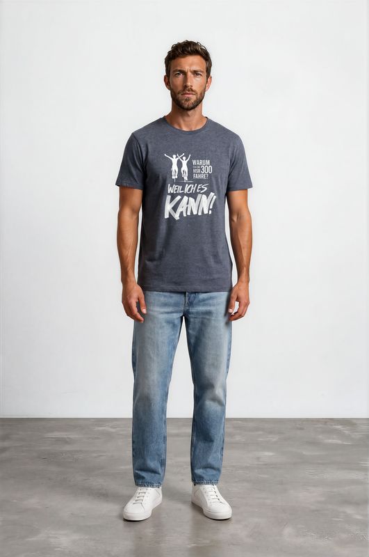 T-SHIRT - blau meliert - Warum ich die 300... - unisex T-SHIRT - blau meliert - Warum ich die 300... - unisex