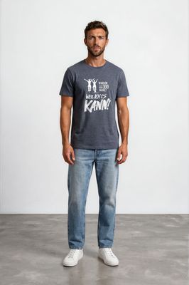 T-SHIRT - blau meliert - Warum ich die 300... - unisex T-SHIRT - blau meliert - Warum ich die 300... - unisex