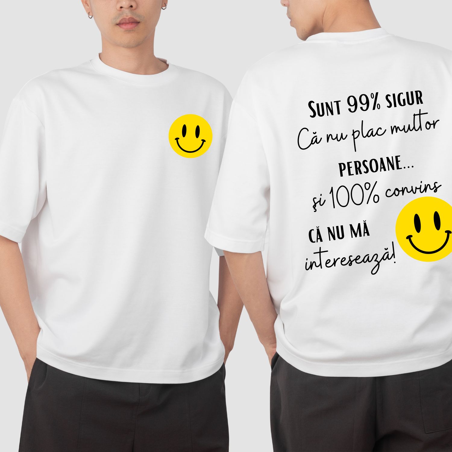 Tricou alb „Sunt 99% sigur” – 100% bumbac | Tricou amuzant bărbați/femei