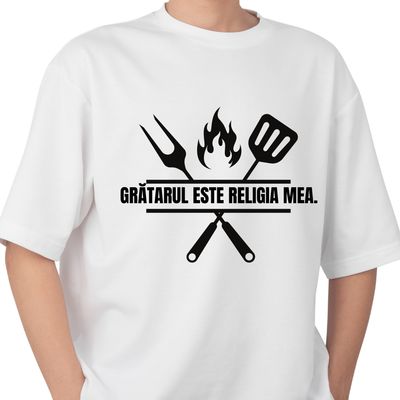 Tricou amuzant „Grătarul este religia mea” – 100% bumbac
