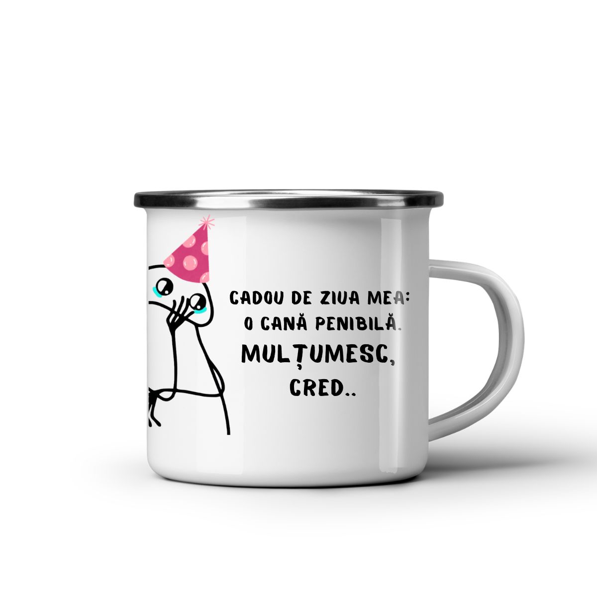 Cană metalică amuzantă – cadou de zi de naștere