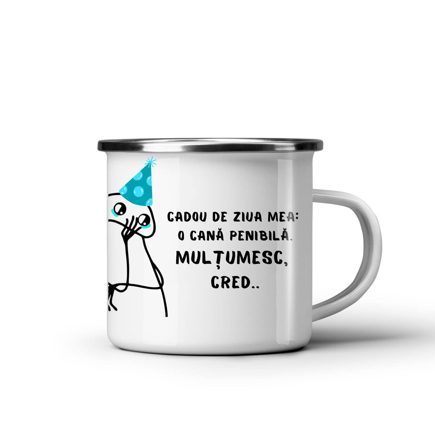 Cană metalică amuzantă – cadou de zi de naștere