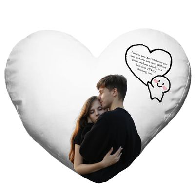 Pernă personalizată în formă de inimă cu fotografie