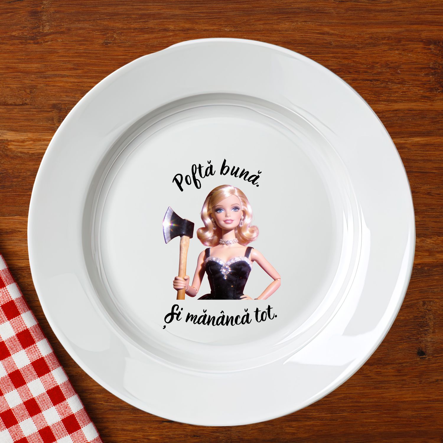 Farfurie personalizată Poftă bună, și mănâncă tot Farfurie personalizată Poftă bună, și mănâncă tot
