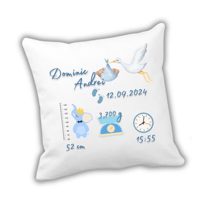 Pernă personalizată pentru bebeluș – datele nașterii