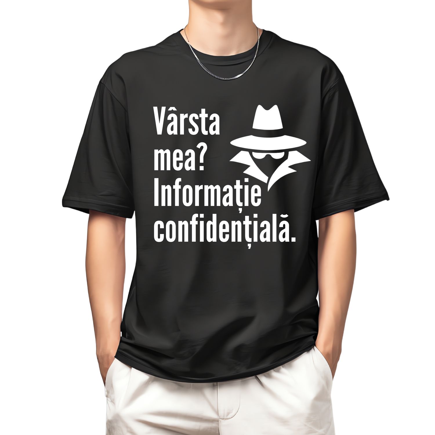 Tricou amuzant „Vârsta mea? Informație confidențială.”