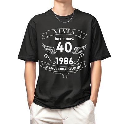 Tricou personalizat „Viața începe după 40”