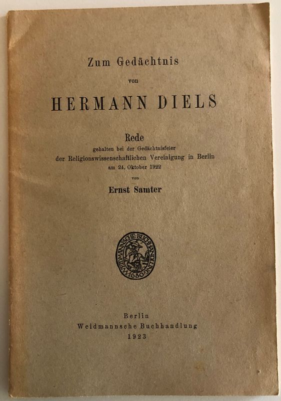 Zum Gedächtnis von Hermann Diels - Ernst Santer