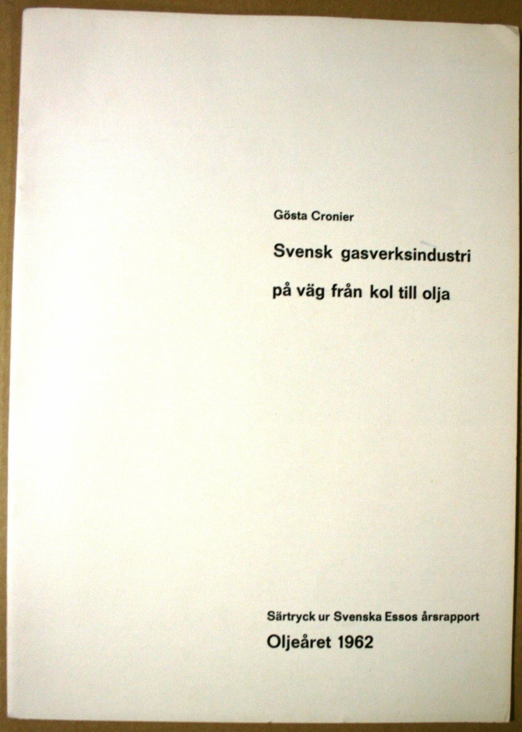 Svensk gasverksindustri på väg från kol till olja