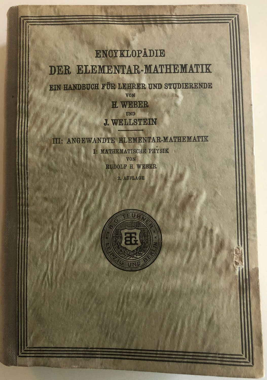Encyklopädie der Elementar-Mathematik - H Weber och J Wellstein