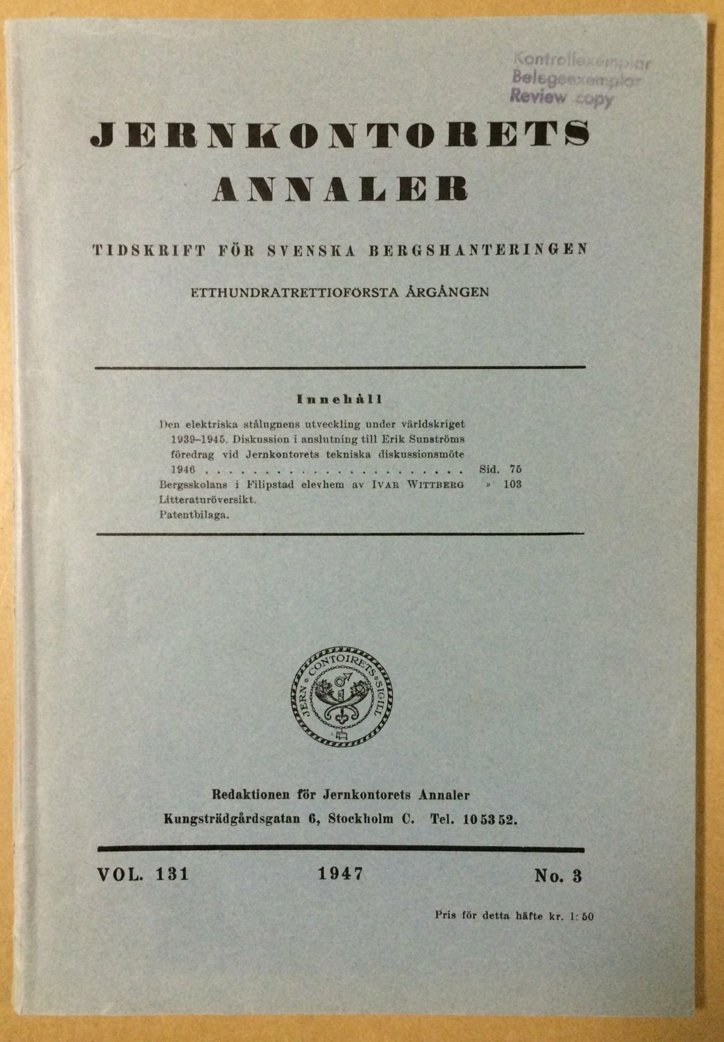 Jernkontorets annaler