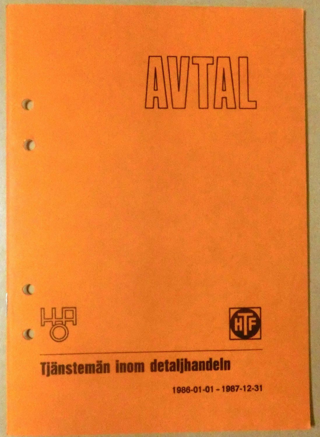 Avtal Tjänstemän inom detaljhandeln 1986-01-01 - 1987-12-31