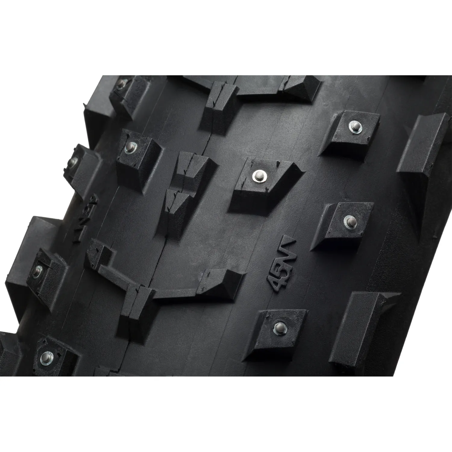Studded tread on 45NRTH Dillinger 4 fat bike tire, 26 x 4.2