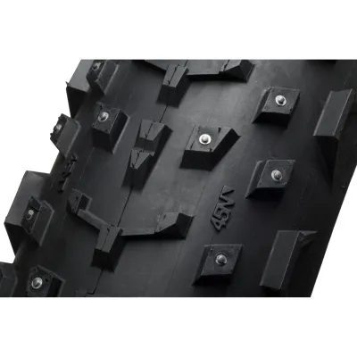 Studded tread on 45NRTH Dillinger 4 fat bike tire, 26 x 4.2
