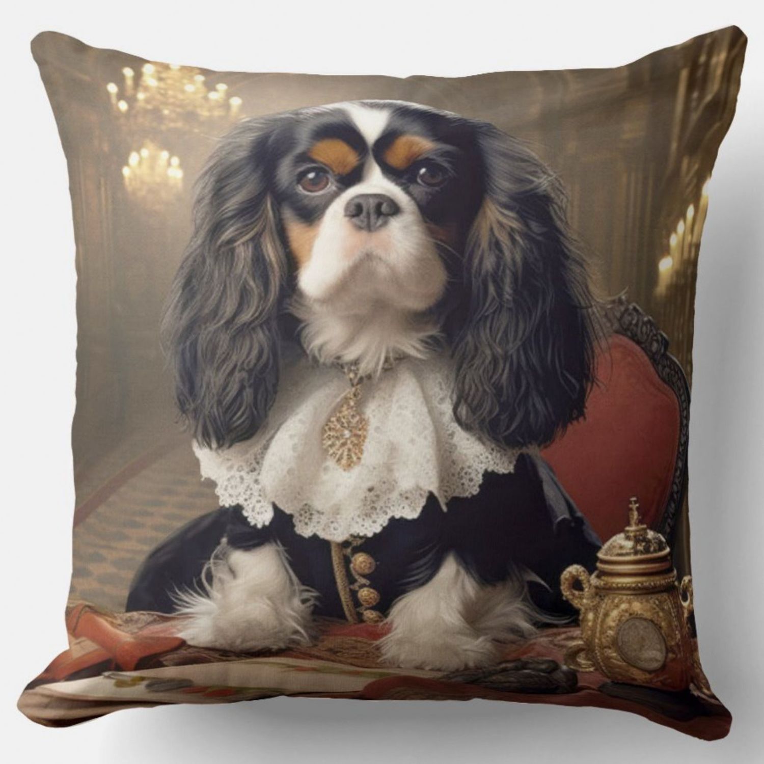 CUSCINO CAVALIER KING EFFETTO VELLUTO IMBOTTITO 55X55