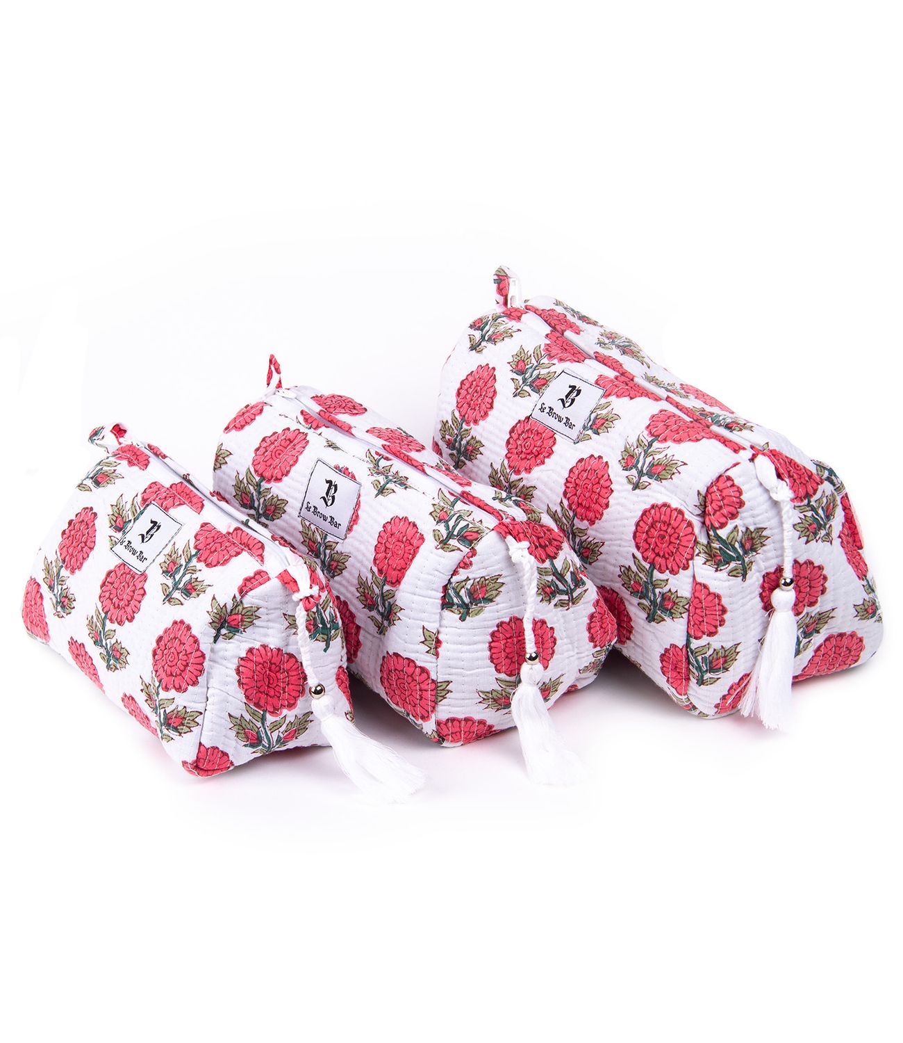 Quilted Makeup Bag -  Red Poppy, Size: Small