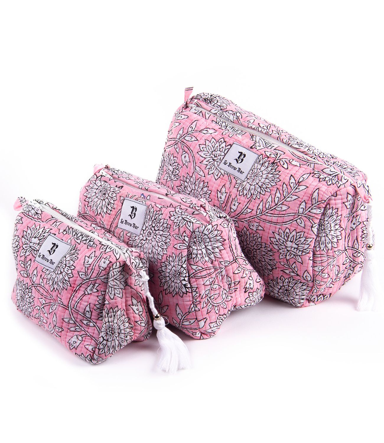 Quilted Makeup Bag - Pink Bandana, Size: Small