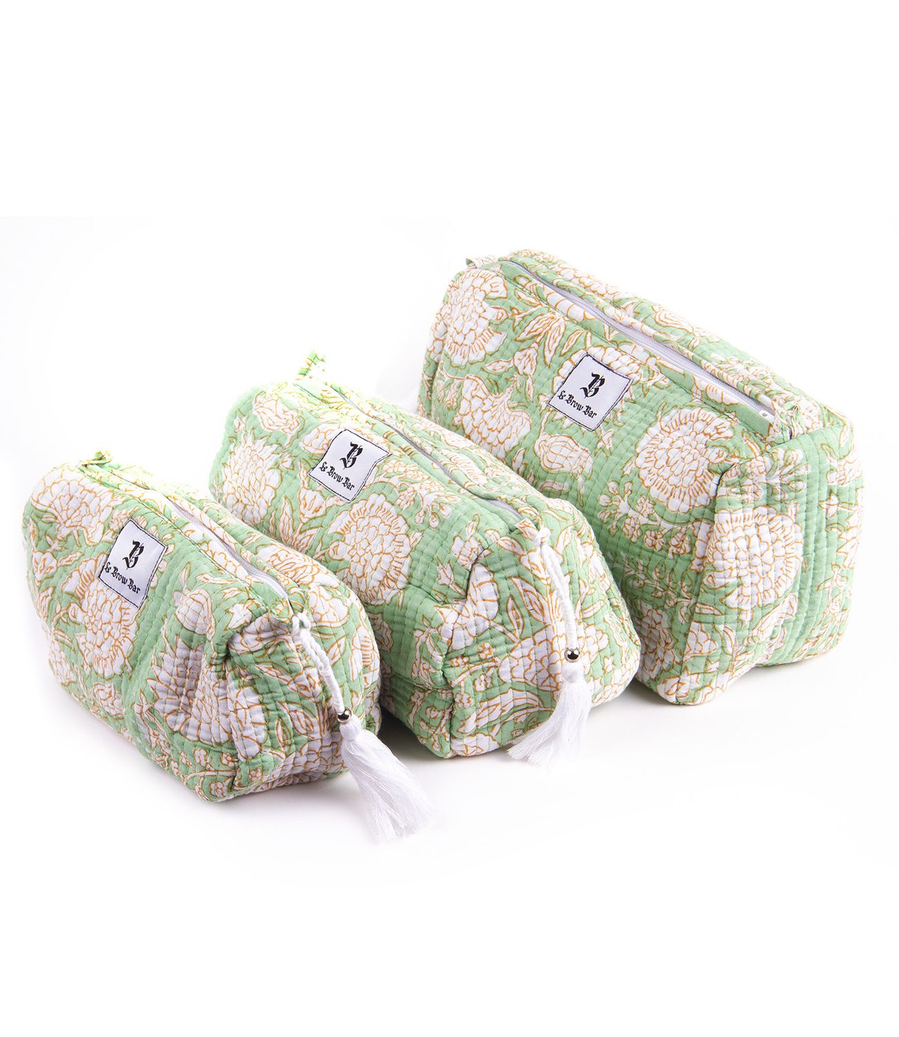  Quilted Makeup Bag - Green Bandana, Size: Small