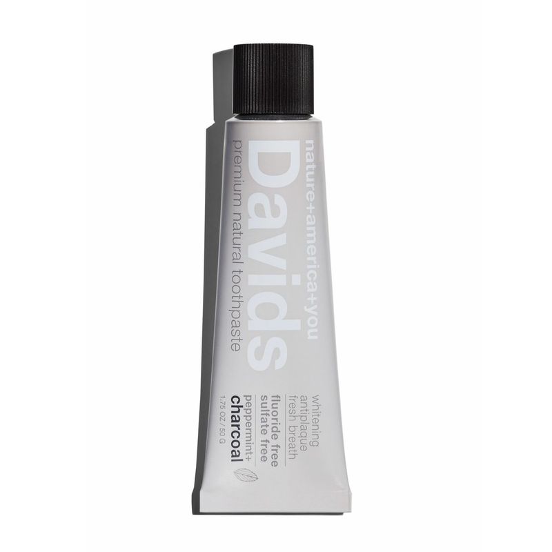 Davids travel size premium toothpaste / charcoal+peppermint / 1.75 oz