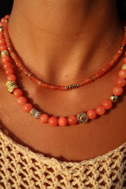 Gemstone Orange Jade Necklace