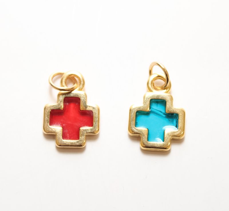 Mini Glass Cross Charm