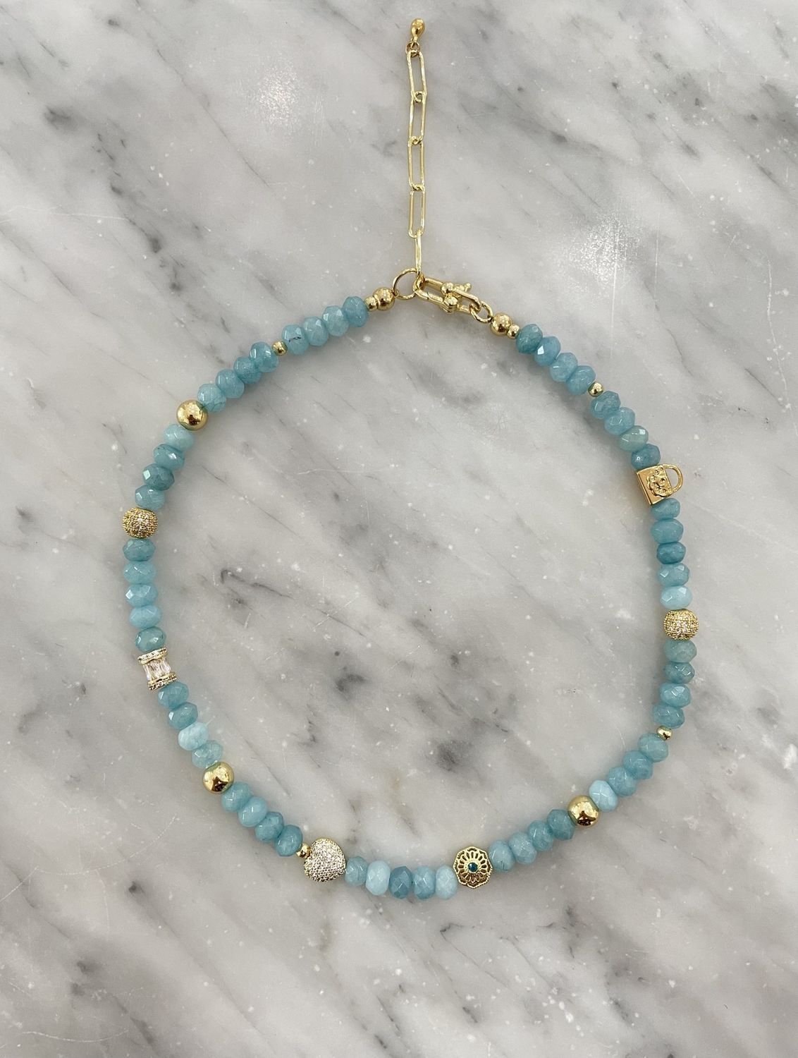 Gemstone Aqua Jade Necklace