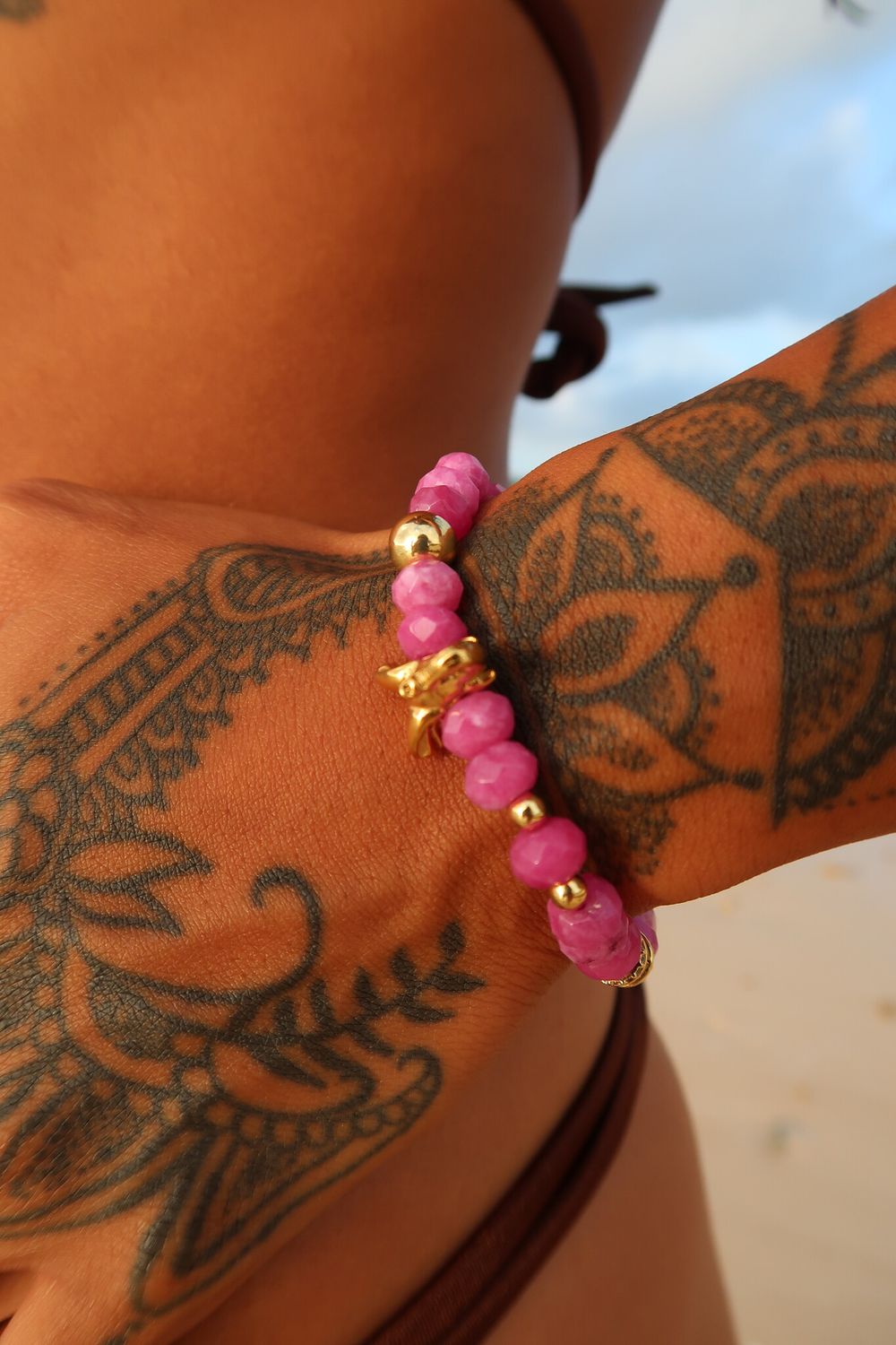 Gemstone Raspberry Jade Bracelet