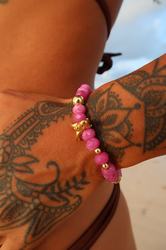 Gemstone Raspberry Jade Bracelet
