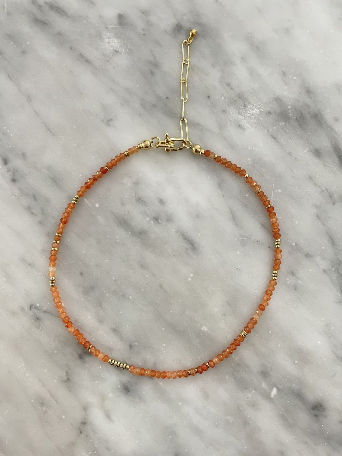 Gemstone Orange Jade Beaded Necklace