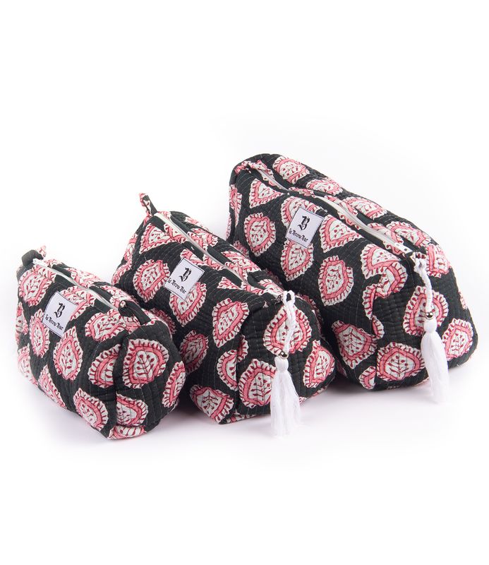  Quilted Makeup Bag - Black Icat