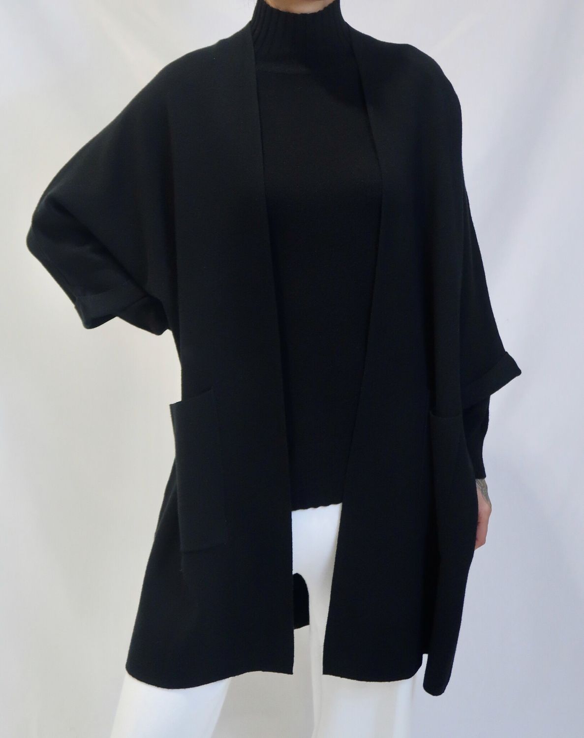 Agatha Knit Open Cardigan - Black