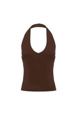 Andie V-Neck Halter Top - Bitter Chocolate