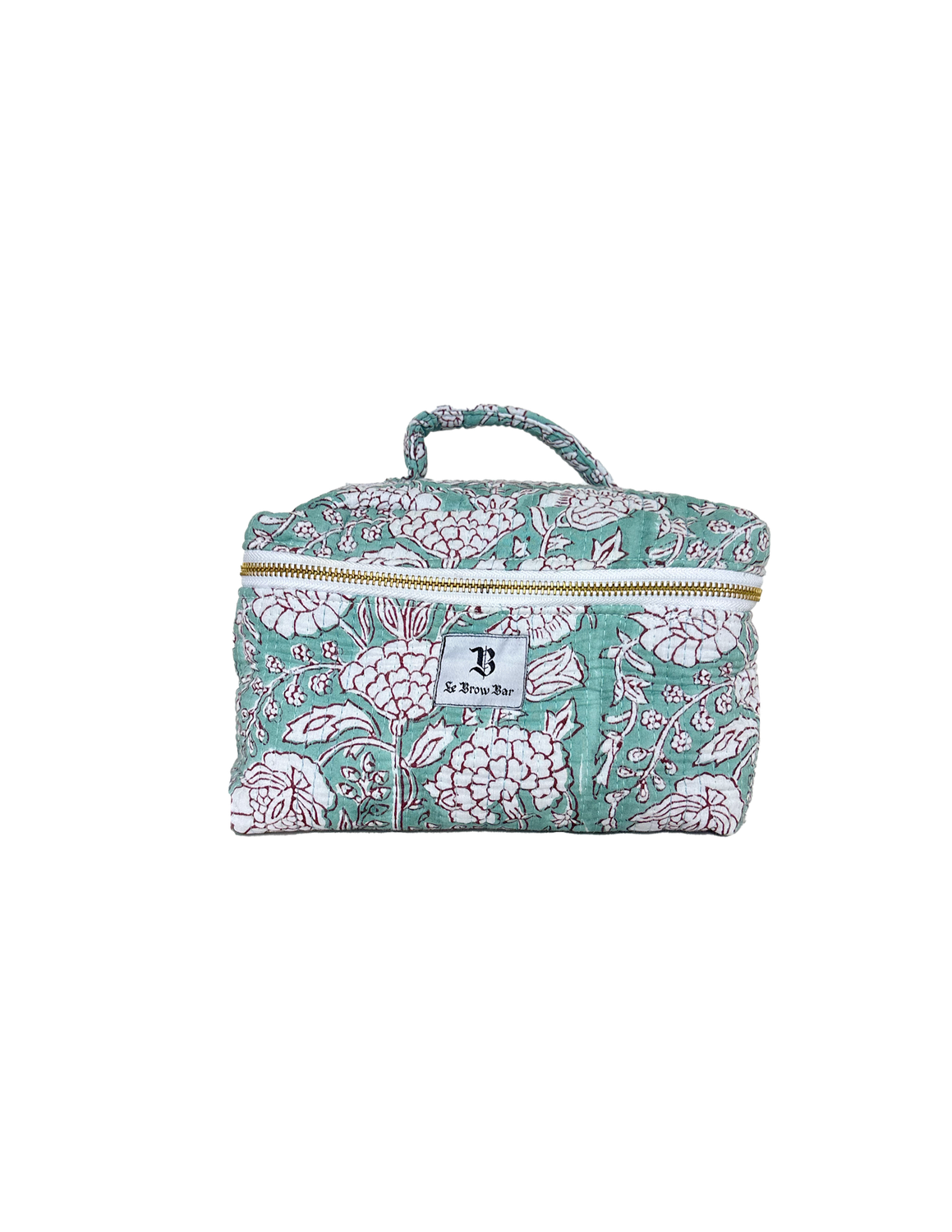 Quilted Vanity Makeup Case Seafoam Bandana