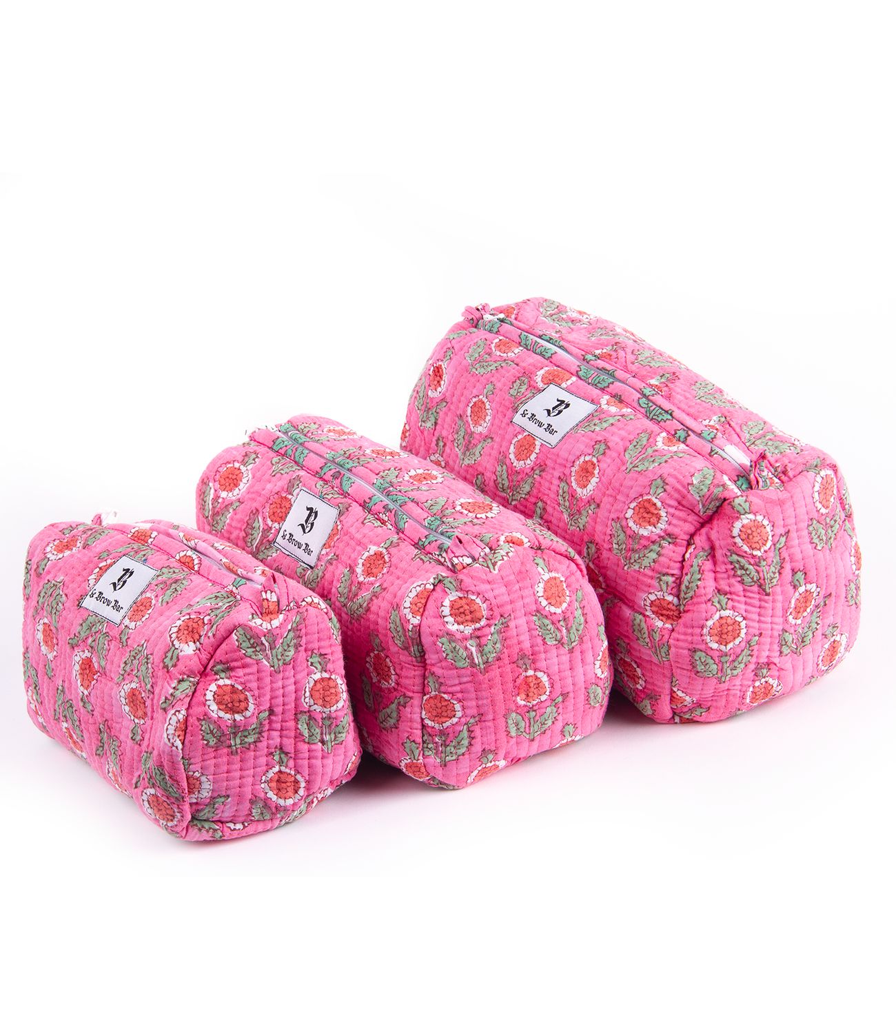  Quilted Makeup Bag - Pink Poppy Floral