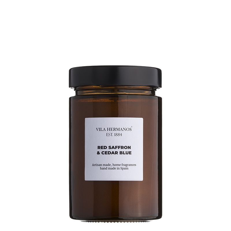 Apothecary Red Saffron &amp; Cedar Blue Candle