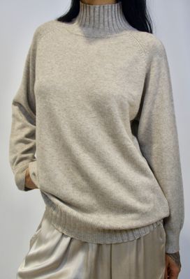 Sandra Oversized Turtleneck Top - Cappuccino