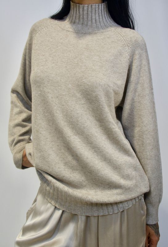 Sandra Oversized Turtleneck Top - Cappuccino