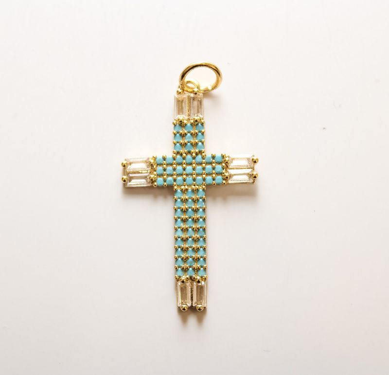 Large Blue Turquoise Cz Cross