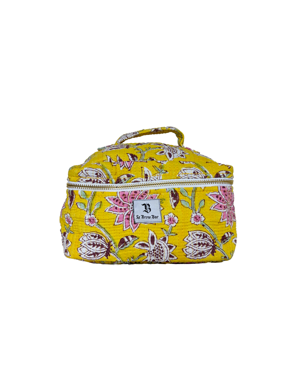Quilted Vanity Case Yellow Pink Floral