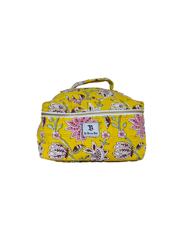 Quilted Vanity Case Yellow Pink Floral