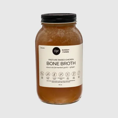 Liquid Gold Chicken Bone Broth with Fermented Garlic &amp; Ginger