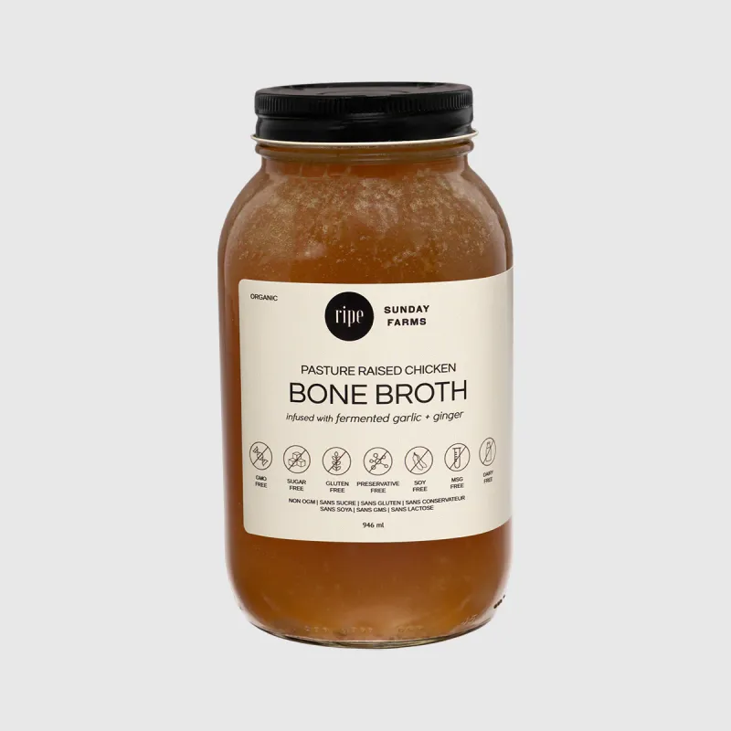 Liquid Gold Chicken Bone Broth with Fermented Garlic &amp; Ginger